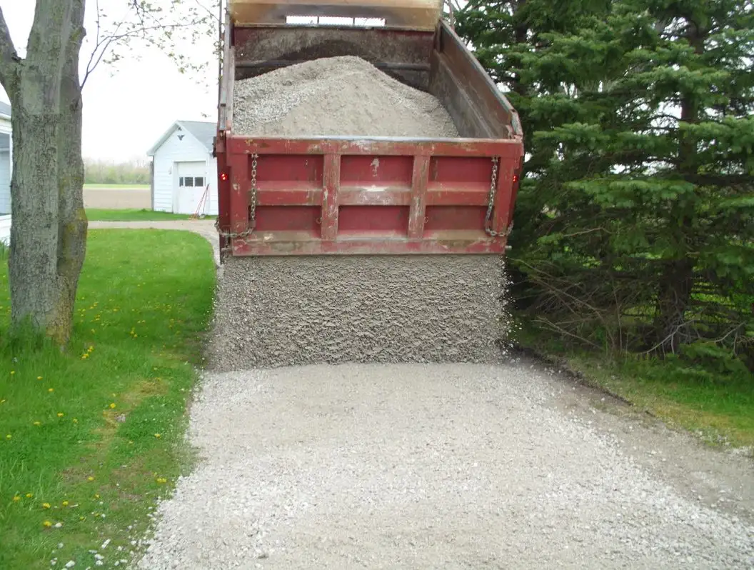 Dump truck gate spreading gravel near me in Chapel Hill, TN